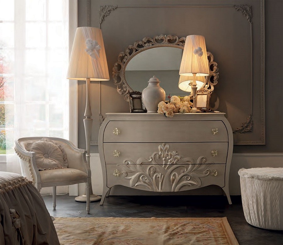 comoda dormitor clasic alb mobilier lemn italia | Mobila dormitor de lux.